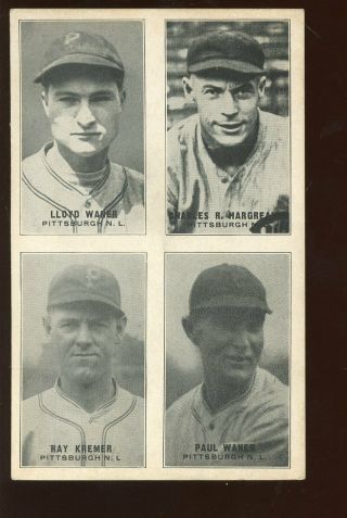 1929/1930 Exhibit Supply 4 In 1 Pittsburgh Pirates Lloyd & Paul Waner Ex,