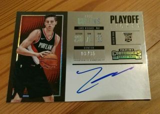 2017 - 18 Contenders Zach Collins - Rc Rookie Playoff Ticket On - Card Auto 3/35