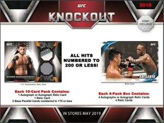 2019 Topps Ufc Knockout Hobby 4 Pack Box (factory) (8 Hits)