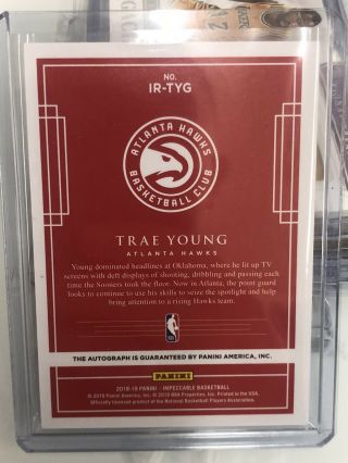 2018 - 19 Panini Impeccable Silver Trae Young Hawks RC Rookie AUTO 13/25 2