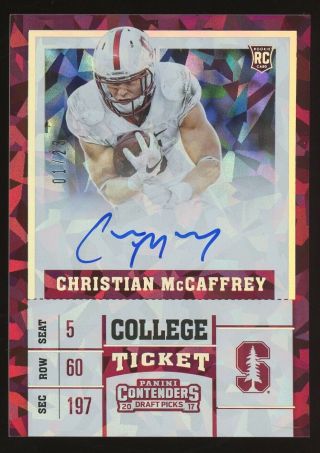 2017 Contenders Cracked Ice College Ticket Christian Mccaffrey Rc Auto 01/23