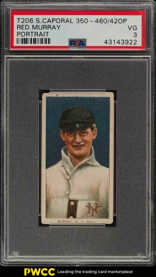 1909 - 11 T206 Red Murray Portrait,  Sc Factory 42 Psa 3 Vg (pwcc)