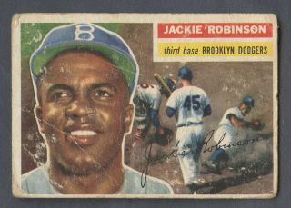 1956 Topps 30 Jackie Robinson Brooklyn Dodgers Hof White Back Poor