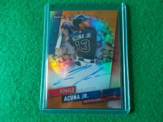 Ronald Acuna Jr.  - 2019 Topps Finest Auto Orange Refractor 20/25 Issued Braves