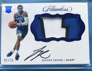 Jayson Tatum /15 Flawless 17 - 18 Blue Rookie Patch Auto Rpa 1/1 First Team Color