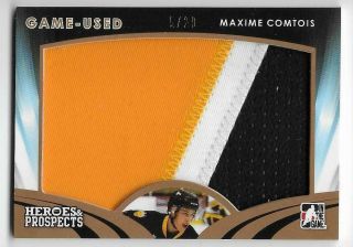 15/16 Itg Heroes & Prospects Game Patch Gup22 Maxime Comtois 5/20 3clr
