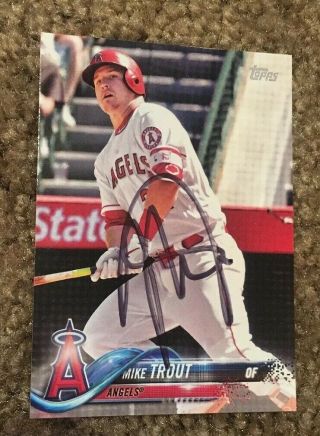 Mike Trout Signed 2018 Topps Baseball Card Angels Mvp All Star Authentic Auto