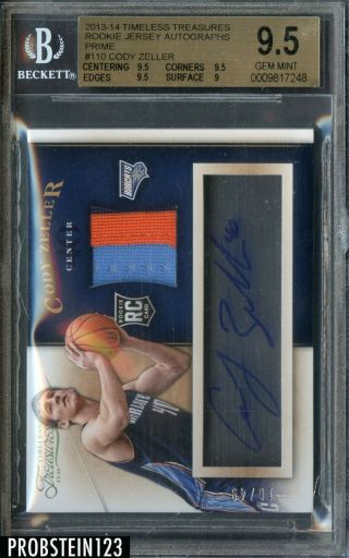 2013 - 14 Timeless Treasures Cody Zeller Rpa Rc Patch /49 Bgs 9.  5 W/ 10 Auto