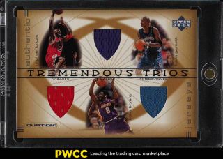 2001 Ud Ovation Tremendous Trios Michael Jordan Kobe Bryant Garnett Patch (pwcc)