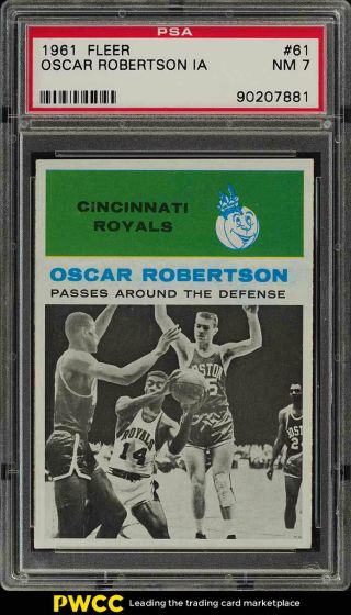 1961 Fleer Basketball Oscar Robertson Rookie Rc,  In Action 61 Psa 7 Nrmt (pwcc)
