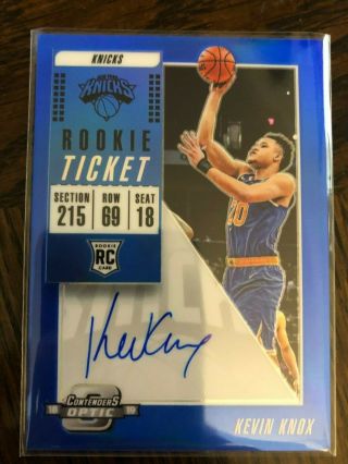 2018 - 19 Contenders Optic Kevin Knox Rookie Ticket Blue Prizm Rc Auto /99 Knicks