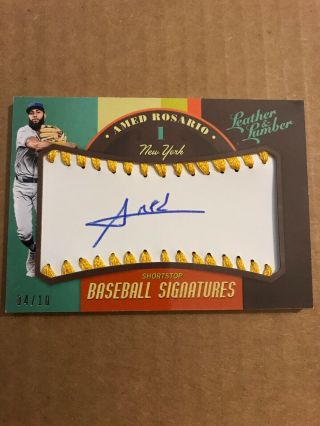 2019 Leather And Lumber Signatures Gold Stitch Auto 04/10 Amed Rosario Mets