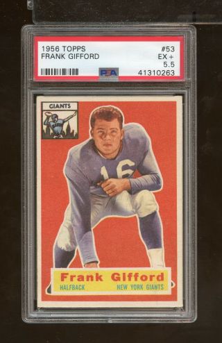 1956 Topps 53 Frank Gifford Psa 5.  5 York Giants (jy20 - 263)