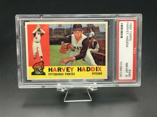 1960 Topps Baseball Harvey Haddix Psa Nm - Mt 8 340 Pittsburgh Pirates Set Break