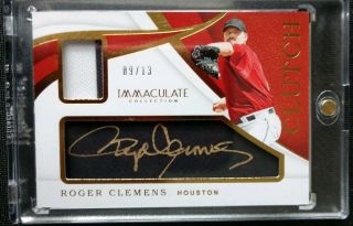2019 Panini Immaculate Roger Clemens Clutch On Card Auto/patch 9/132 Clr Patch
