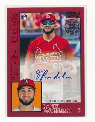 Daniel Poncedeleon 2019 Topps Series 2 1984 Auto Red D 16/ 25 Cardinals Rc