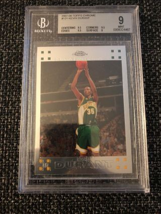 Kevin Durant 2007 Topps Chrome Rookie Card Bgs 9