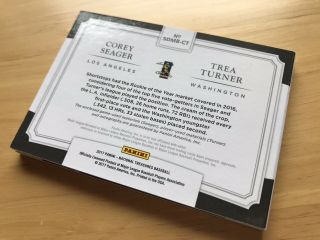 Corey Seager Trea Turner 2017 National Treasure Dual Auto “Game Used” Jersey /25 4