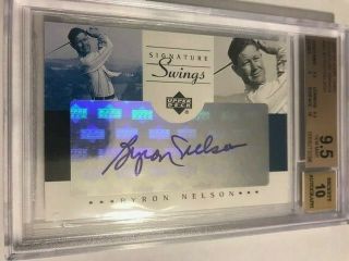 2002 Sp Game Signature Swings Byron Nelson Ss - Bn Bgs 9.  5 Auto 10