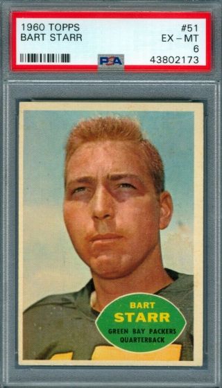 1960 Topps Football Bart Starr 51 Packers Psa 6 (-)