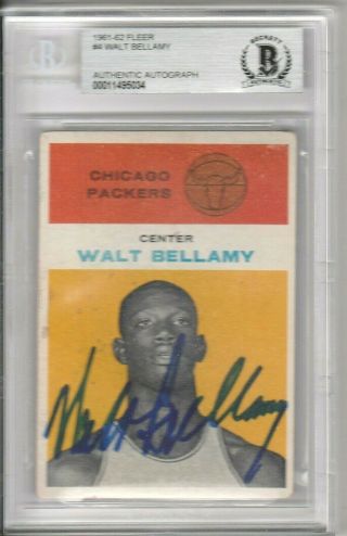 Walt Bellamy 1961 - 62 Fleer Rookie Signature Autograph Auto Rc Bas / Bgs Hof