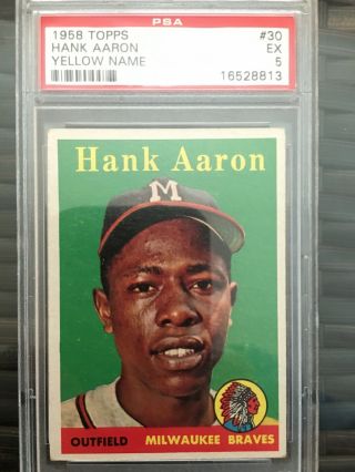 1958 Topps Hank Aaron Yellow Name Psa 5