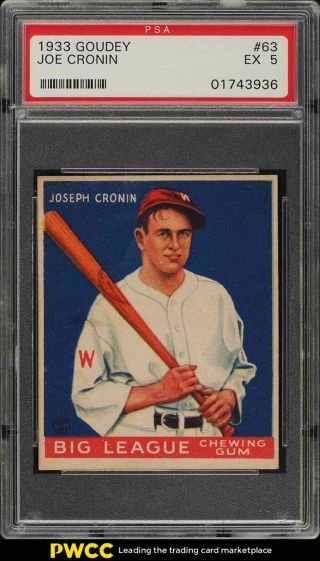 1933 Goudey Joe Cronin 63 Psa 5 Ex (pwcc)