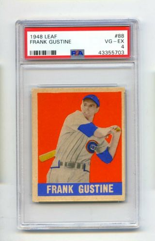 1948 Leaf Frank Gustine 88 Chicago Cubs Baseball Card Psa Vg - Ex 4