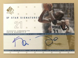 2001 - 02 Sp Authentic Kevin Garnett Auto Gold /75 Star Signatures Rare$ On - Card