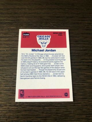 1986 - 1987 Fleer Sticker Michael Jordan Rookie Card NM - MT 2