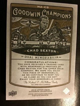 2019 Goodwin Champions Chad Sexton Dual Premium Memorabilia Card M2 - CS 2