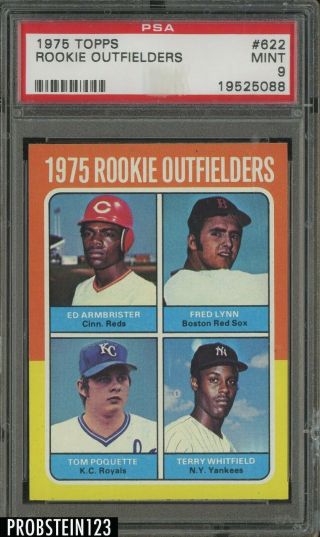 1975 Topps 622 Rookie Outfielders W/ Fred Lynn Red Sox Rc Psa 9