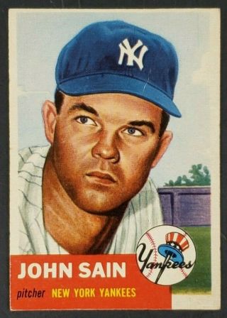 1953 Topps Baseball Card John Sain 119 Ex Range Sp Bv $75