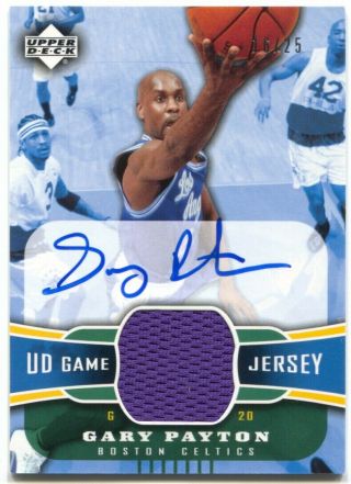 03 - 04 Upper Deck Gary Payton Autograph Ud Game Jersey Auto /25