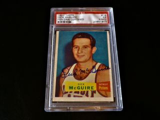 Dick Mcguire 1957 Topps 16 Autographed Hof Rookie Rc Auto 1957 - 58 Topps Psa/dna