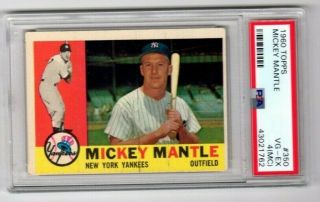 Mickey Mantle 1960 Topps Baseball Card 350 (psa Vg - Ex 4 Mc)