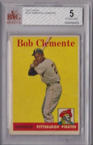 1958 Topps Bob Clemente 52 White Team Letters Bvg Beckett 5 P404