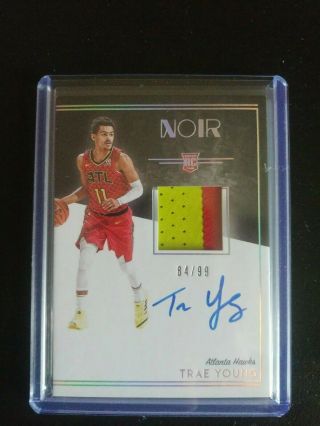 2018 2019 Panini Noir Trae Young Rookie Patch Autograph.  2 Color Patch Number.