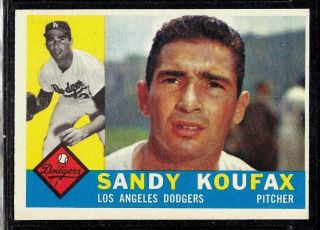 1960 Topps Baseball Los Angeles Dodgers Sandy Koufax Card Hof 343 Ex - Mt