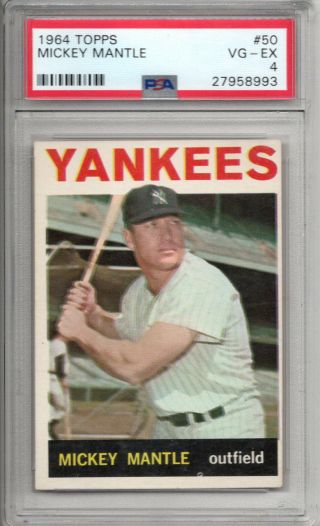 Mickey Mantle 1964 Topps 50 York Yankees Psa 4