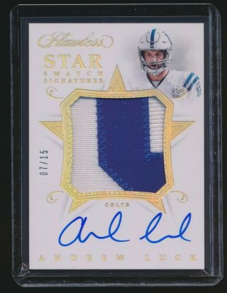 Andrew Luck 2018 Panini Flawless Star Swatch Signatures Colts Patch Auto /15