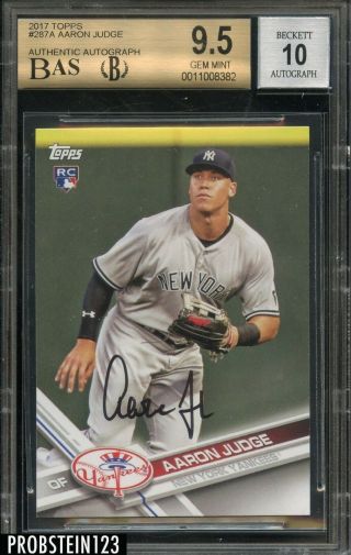 Aaron Judge Signed 2017 Topps 287a Rc Rookie Beckett Bgs 9.  5 Bas 10 Auto