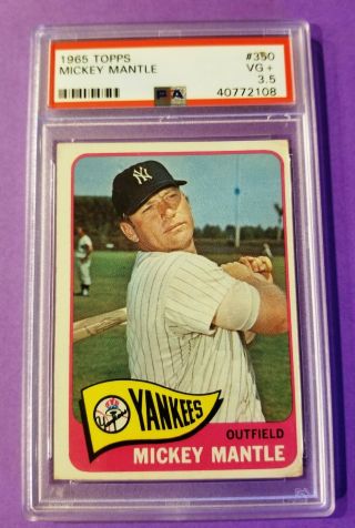 1965 Topps Mickey Mantle Baseball Card 350 - Psa 3.  5 Hof