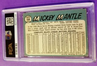 1965 Topps Mickey Mantle Baseball Card 350 - PSA 3.  5 HOF 2