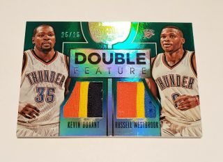 2015 - 16 Kevin Durant Russell Westbrook Panini Gala Dual 3 Color Patch 25/25