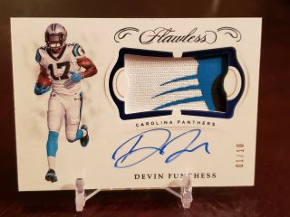 2018 Flawless Devin Funchess Patch Auto 1/10 On - Card Colts Panthers