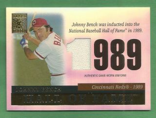 Johnny Bench 2004 Topps Tribute Hof Relics Game - Jersey Jb Reds