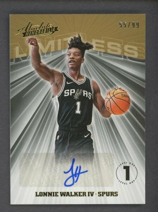 2018 - 19 Absolute Limitless Signatures Level 1 Lonnie Walker Iv Rc Auto /99