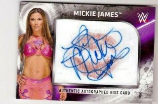 Mickie James Autographed Kiss Card 2018 Wwe Then Now Forever Kc - Mj 16/25