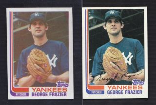 1982 Topps Pure True Blackless 349 George Frazier Yankees Ultra Scarce C Sheet